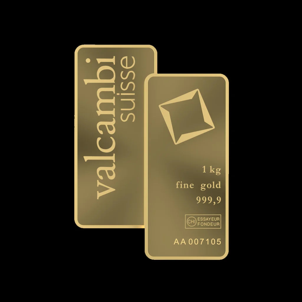 1 Kg Gold valcambi suisse bar front and backside