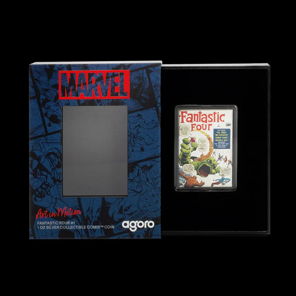 The Fantastic Four Comic Book Cover Collectible Silver Coin Packaging