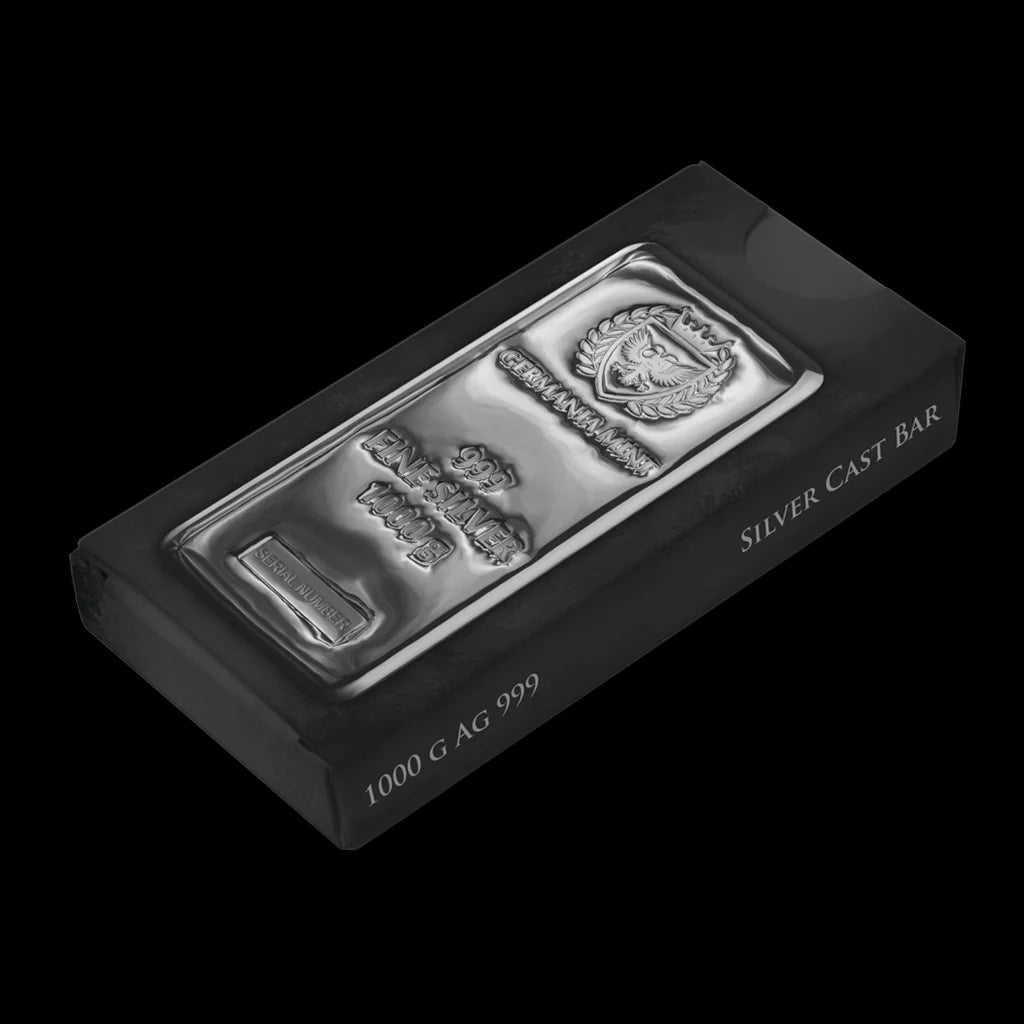 Germania Mint Kilo Silver Cast Bar in box