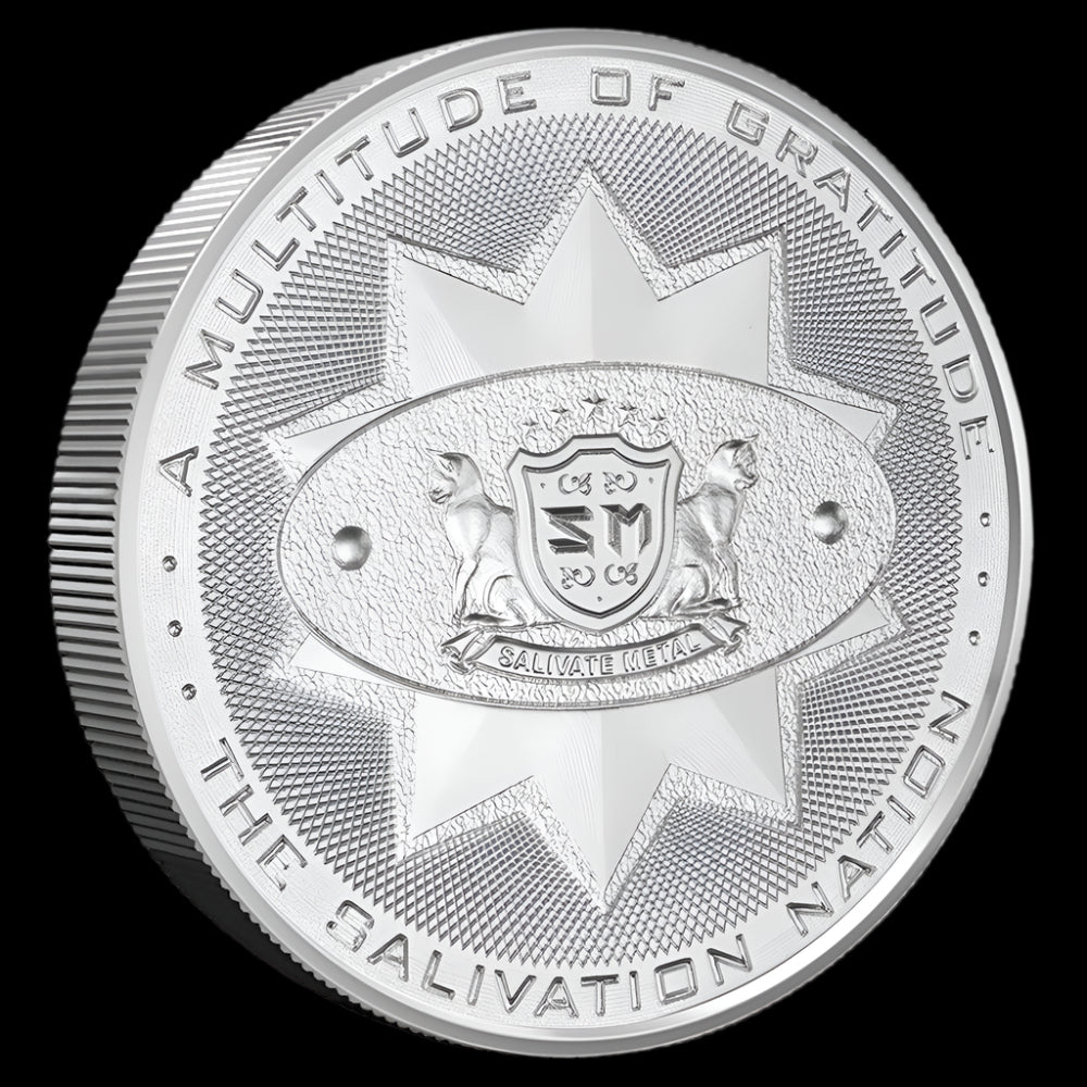 Salivate metals round reverse side