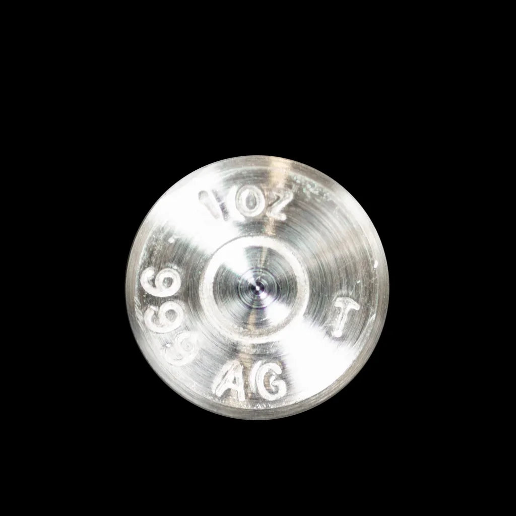 Bottom side of a 1oz silver bullet