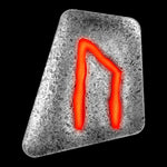A 1 oz silver cast bar with the Uruz rune design, featuring a red UV-reactive color on a textured grey background, symbolizing strength and vitality.