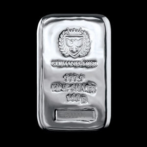 100 Gram Silver Cast Bar Germania Mint