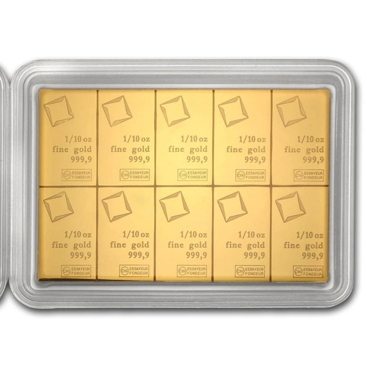 1 oz Gold Combi-Bar Valcambi 10 x 1/10 oz