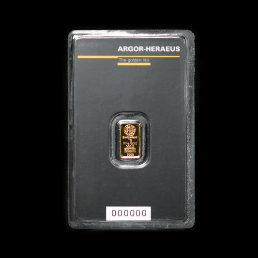 Argor-Heraeus gold gram bar in Assay