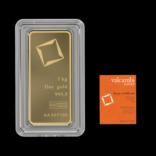 1 Kg Gold valcambi suisse bar In Assay with Certificate