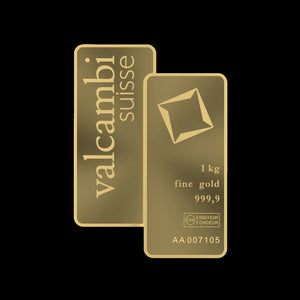 1 Kg Gold valcambi suisse bar front and backside