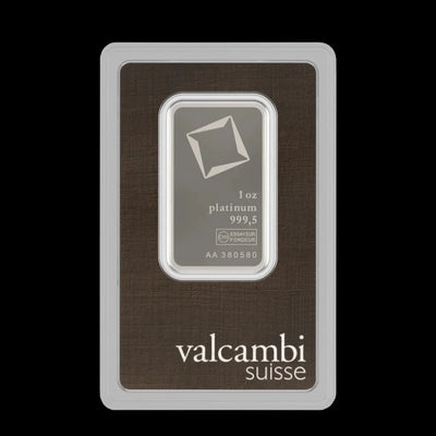 1 oz Valcambi Suisse .9995 fine platinum bar in assay