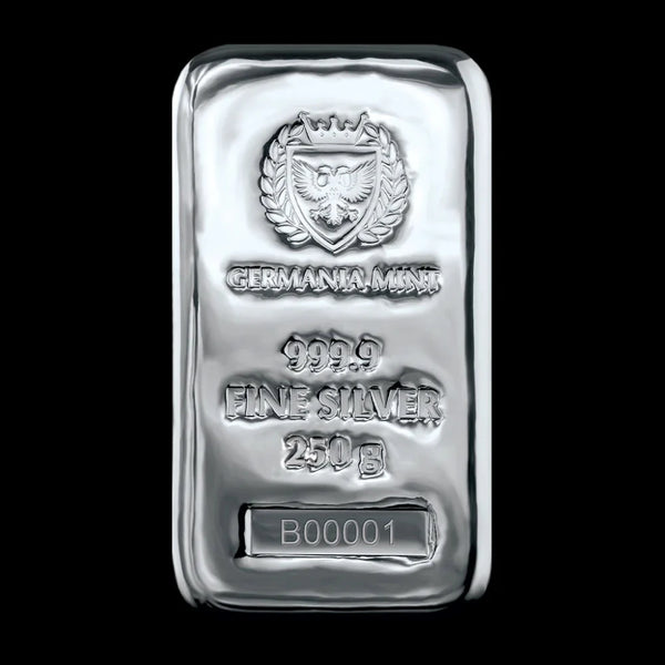 Germania Mint 250 Gram Silver Cast Bar – Summit Metals