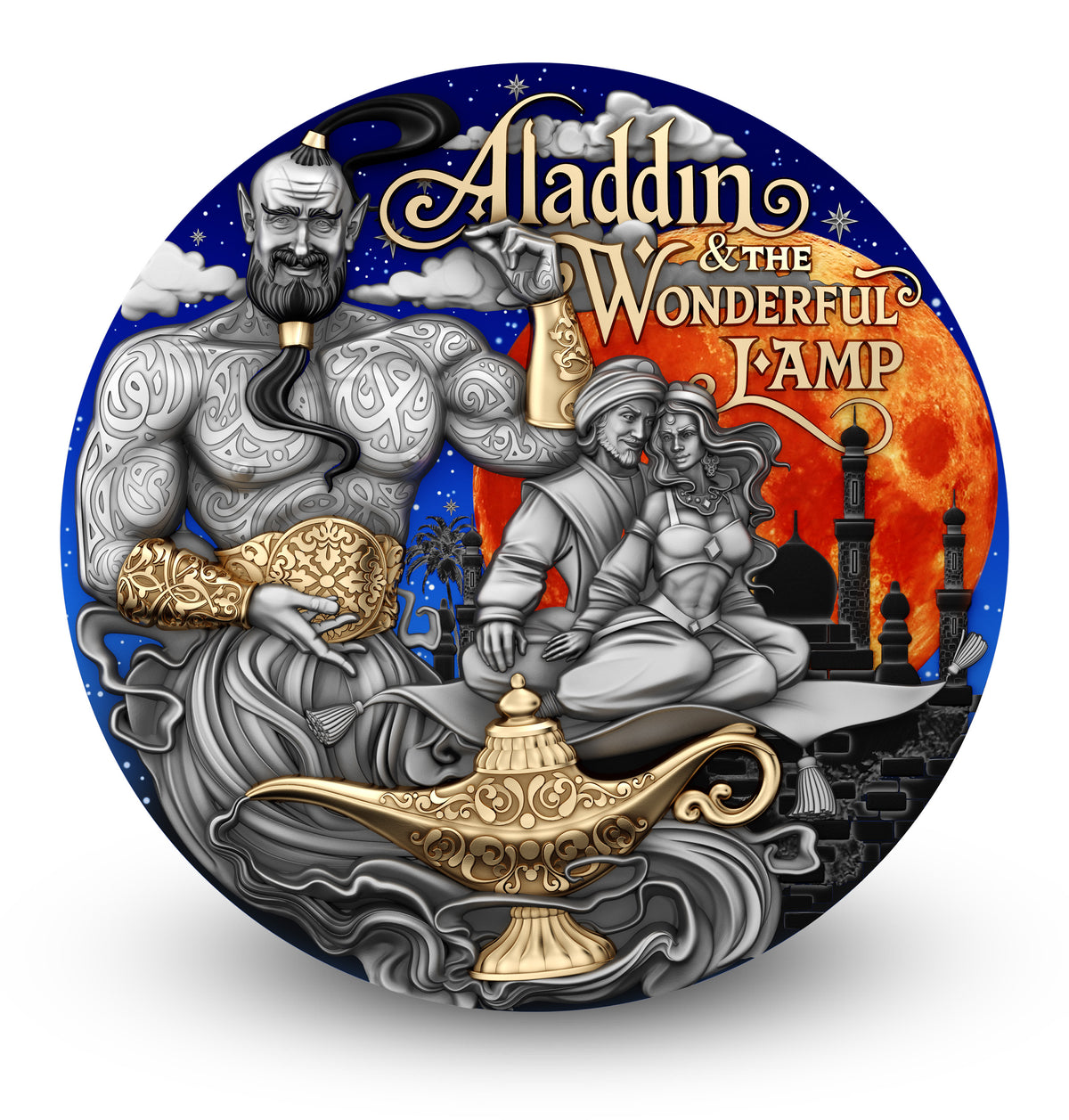 Aladdin & the Wonderful Lamp 2 oz Silver Coin 2025 – T&S Coin (image 1)