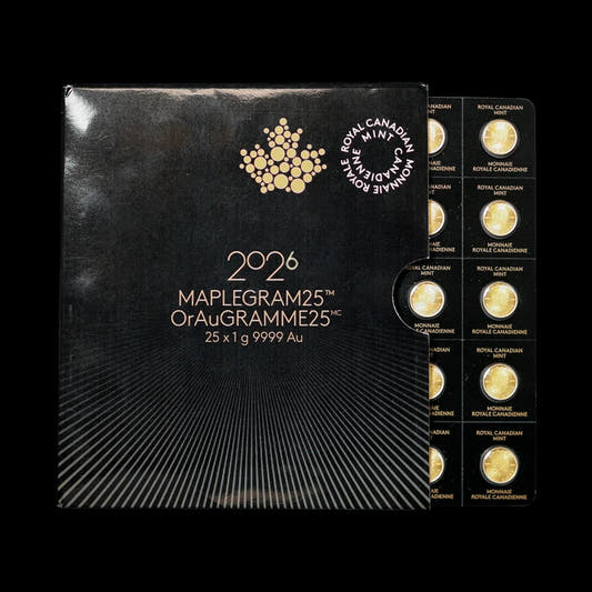 25 Gram Gold Maplegram Royal Canadian Mint Maple Leaf Coins 2026