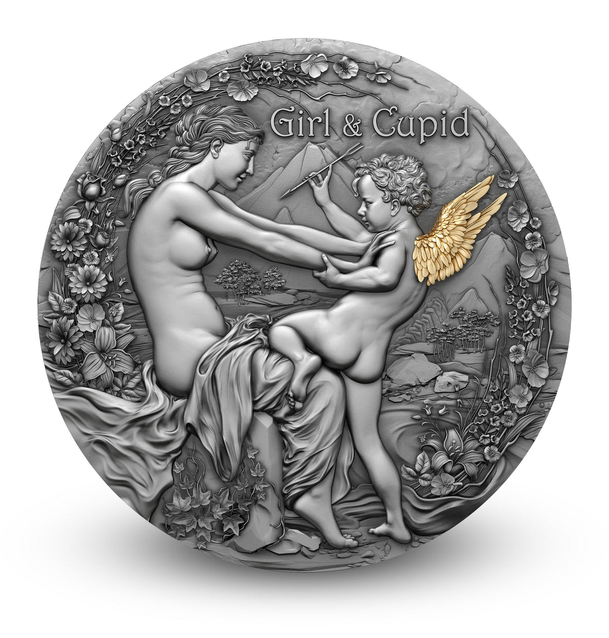 Girl & Cupid 2 oz Silver Coin 2023 – T&S Coin (image 1)
