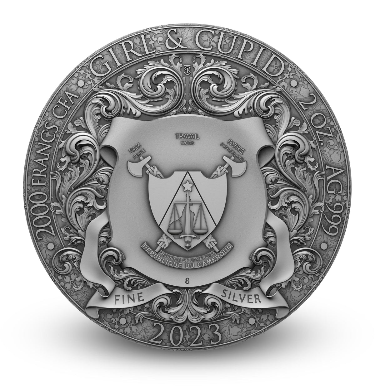 Girl & Cupid 2 oz Silver Coin 2023 – T&S Coin (image 2)