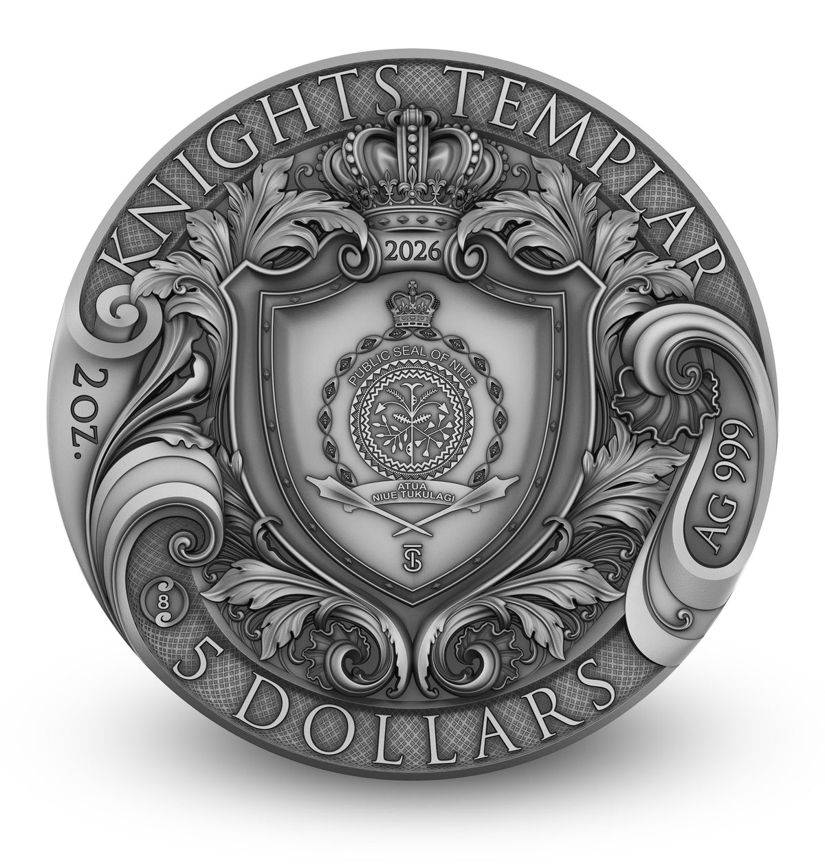 Knights Templar 2 oz Silver Coin 2026 – T&S Coin (image 2)