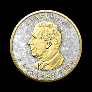 1 oz Silver Maple Leaf - Diamond Dust & 24k Gold Ennobled - BU 2025