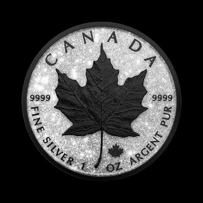 1 oz Silver Maple Leaf - Diamond Dust & Black Platinum Ennobled - BU 2025