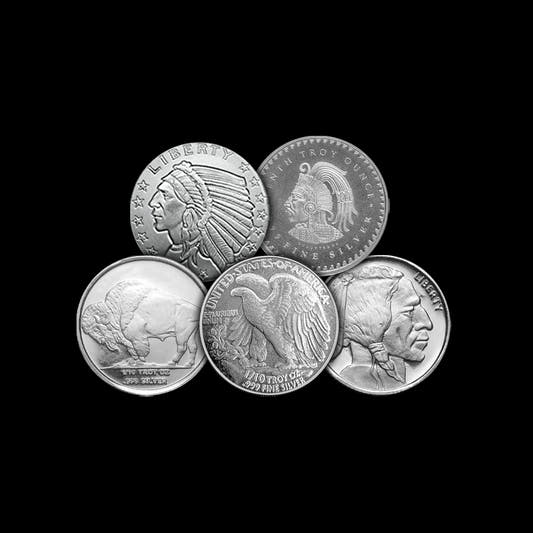 1/10 oz silver round buffalo indian liberty aztec