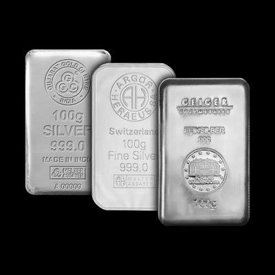 100 Gram Silver Bar Various Brands - Summit Metals