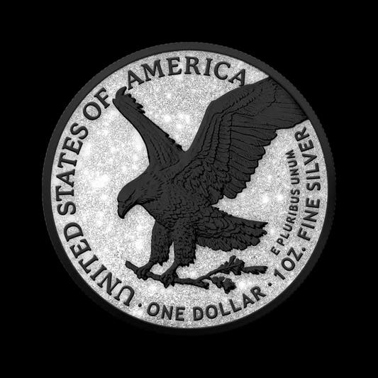 1 oz American Silver Eagle Diamond Dust Black Platinum Ennobled Coin