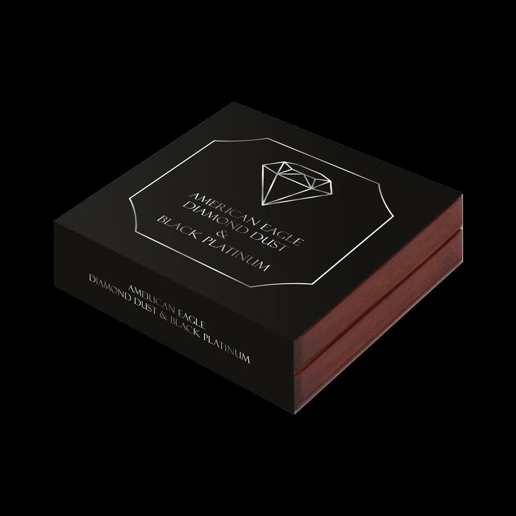 1 oz American Silver Eagle Diamond Dust Black Platinum Ennobled Coin