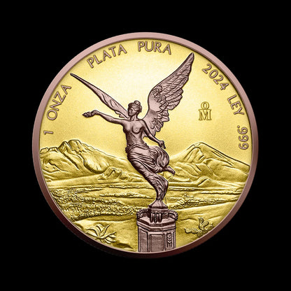 1 oz Silver Libertad - Yellow and Red Gold Ennobled - BU 2024