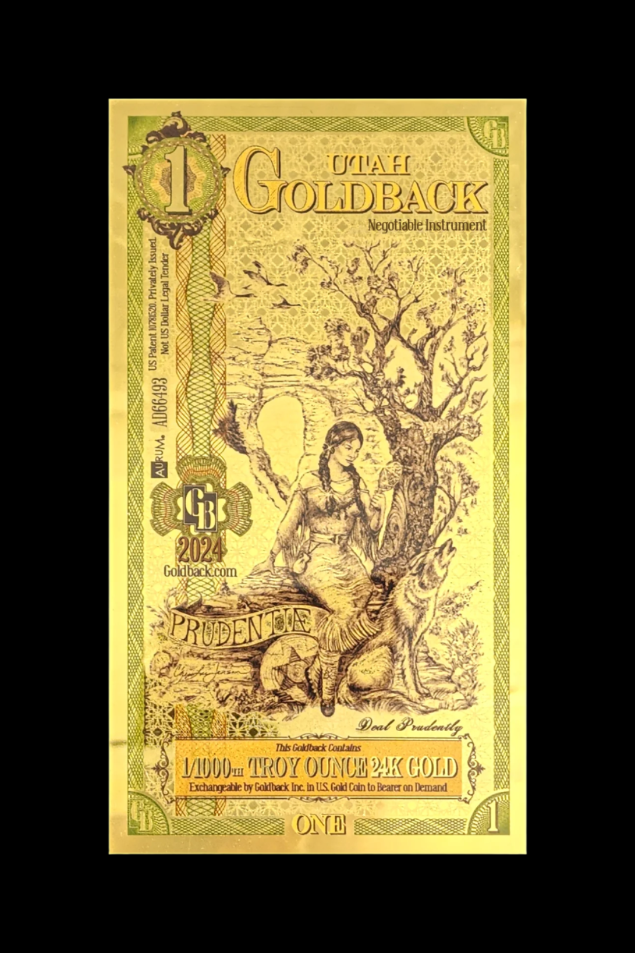 1 Utah Goldback Gold Note