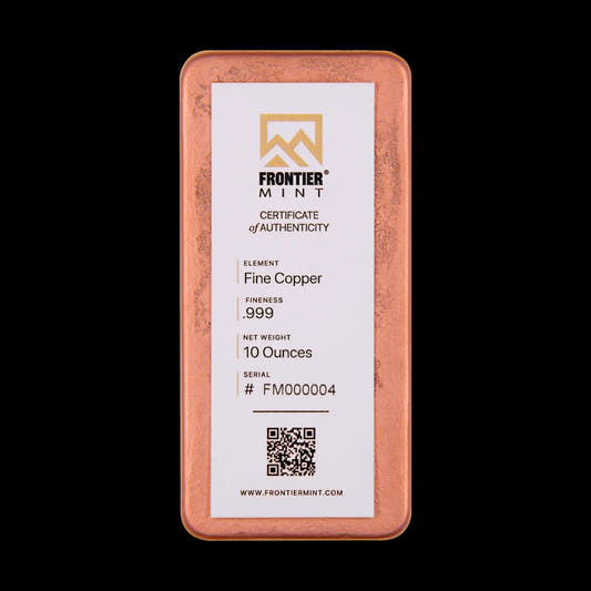 10 oz Copper Bar Frontier Mint
