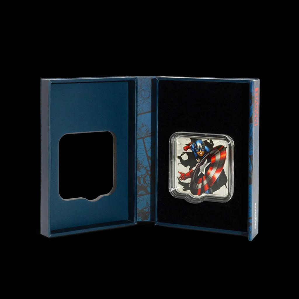 Captain America Shield Collectible Silver Coin Ultra High Relief Packaging