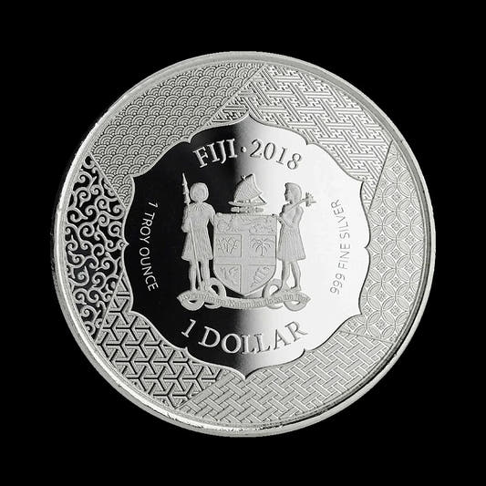 2018 Fiji Samurai Archives 1 oz COLORIZED Silver Coin Taira no Kiyomori backside