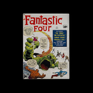 Vintage comic book cover of 'The Fantastic Four' with colorful characters and text Silver Coin Collectible