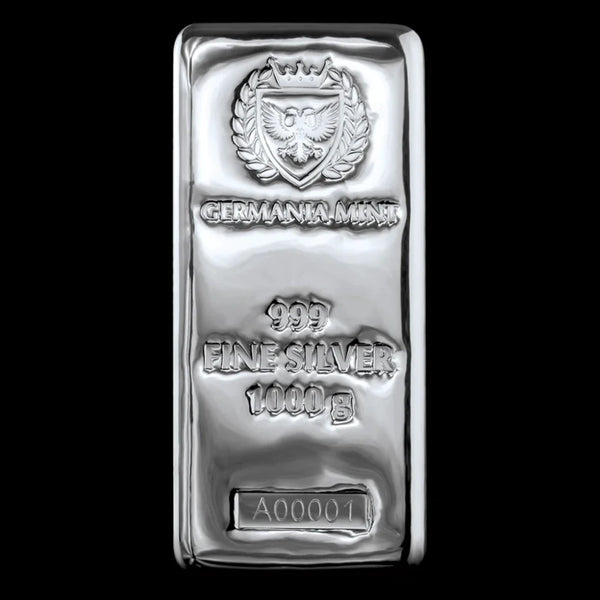 1 Kilo Cast Silver Bar – Germania Mint .999 | Summit Metals