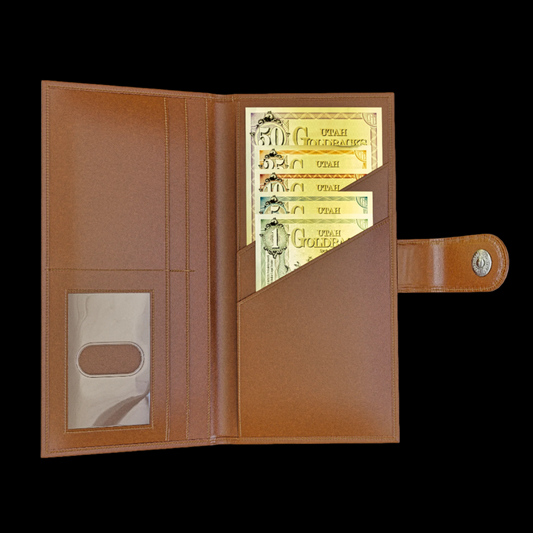 Brown leather Goldback wallet