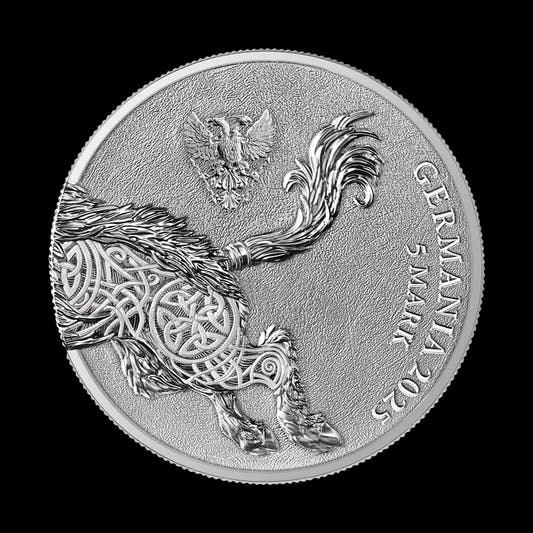 Germania Mint Gullinbursti 5 Mark 2025 Coin Rear side of coin