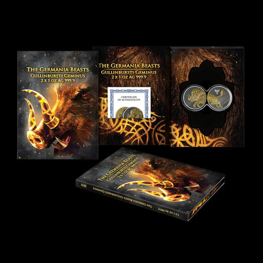 Germania Mint Gullinbursti Geminus 5 Mark 2025 Coin Full coin with Box and Certificate of authenticity 