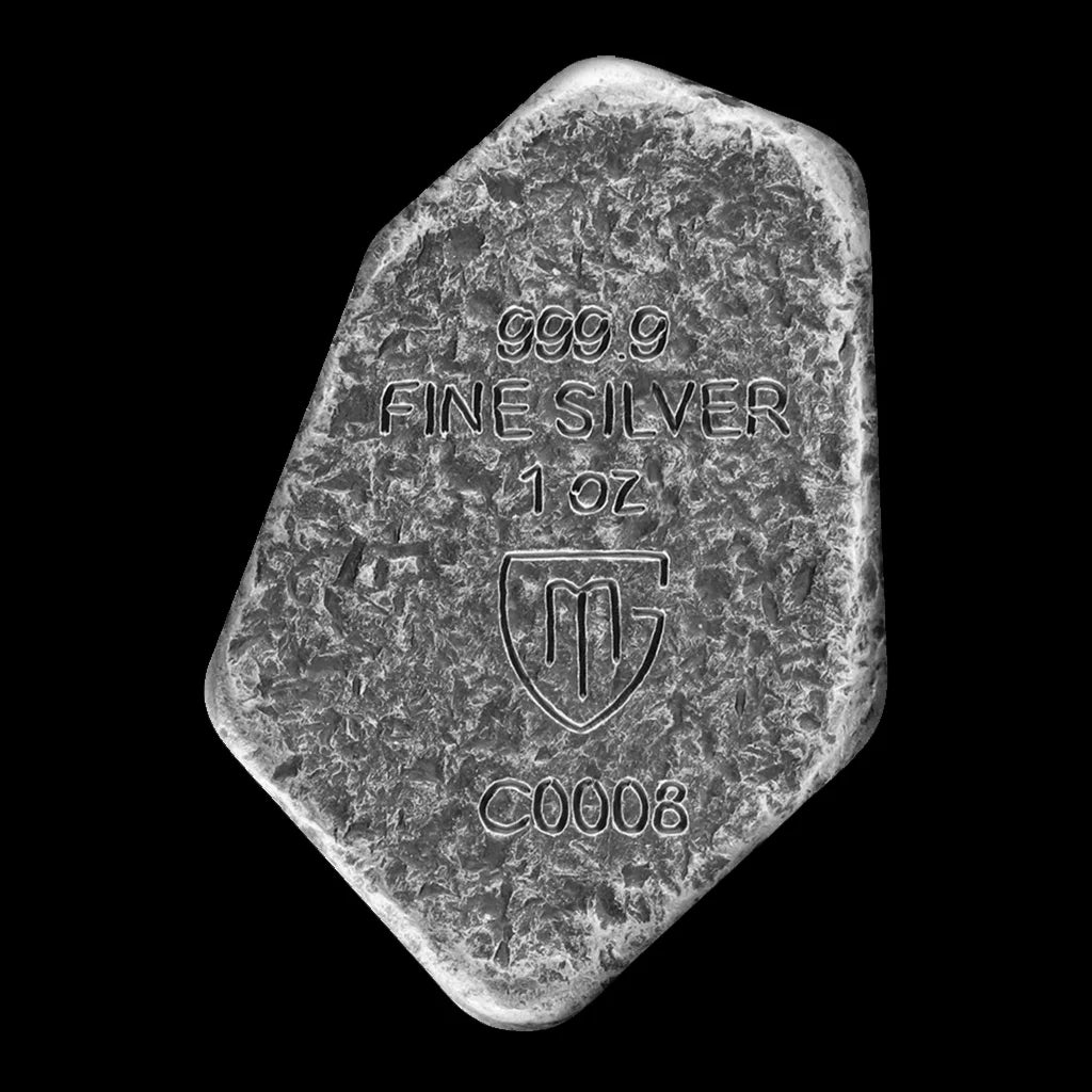 1 oz Silver Cast Bar Rune Series Isaz Germania Mint