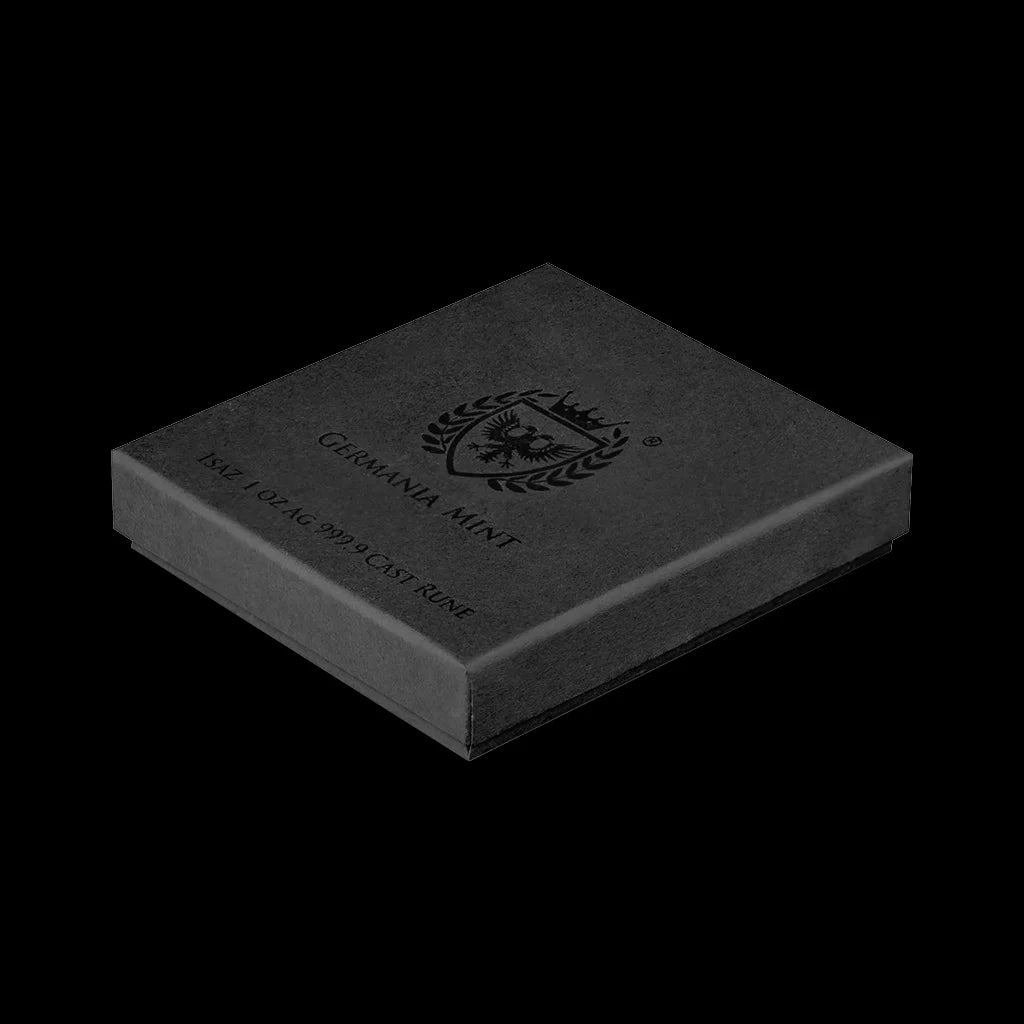 1 oz Silver Cast Bar Rune Series Isaz Box Germania Mint