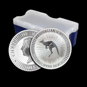 Perth mint 1oz Silver Kangaroo Coin with monster box in background