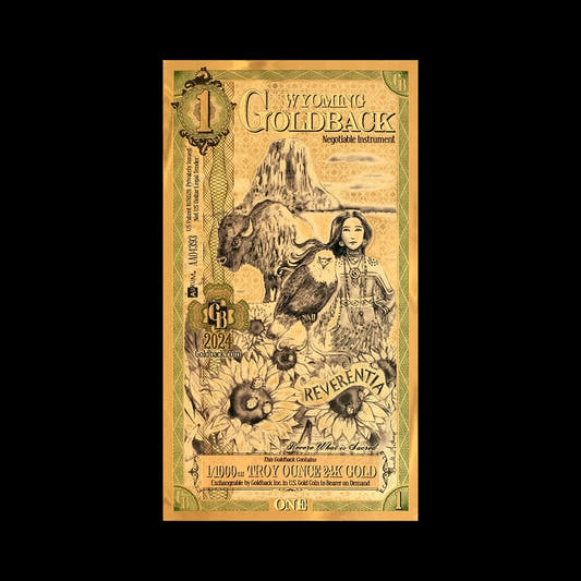 1 dollar Wyoming Goldback Frontside