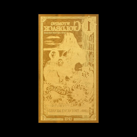 1 dollar Wyoming Goldback Backside